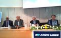  Ο Πρόεδρος της ΑΝΕΚ LINES κος Γ.Κατσανεβάκης (δεύτερος από αριστερά), καλωσορίζει τους παριστάμενους στο Συνεδριακό Κέντρο της ΑΝΕΚ. Αριστερά του ο Δήμαρχος Χανίων κος Τ.Βάμβουκας, δεξιά του ο ΥΝΑΝΠ κος  Θ.Δρίτσας και πρώτος από δεξιά Ο  Γενικός Γραμματέας ΥΝΑΝΠ κος Γ. Θεοτοκάς.